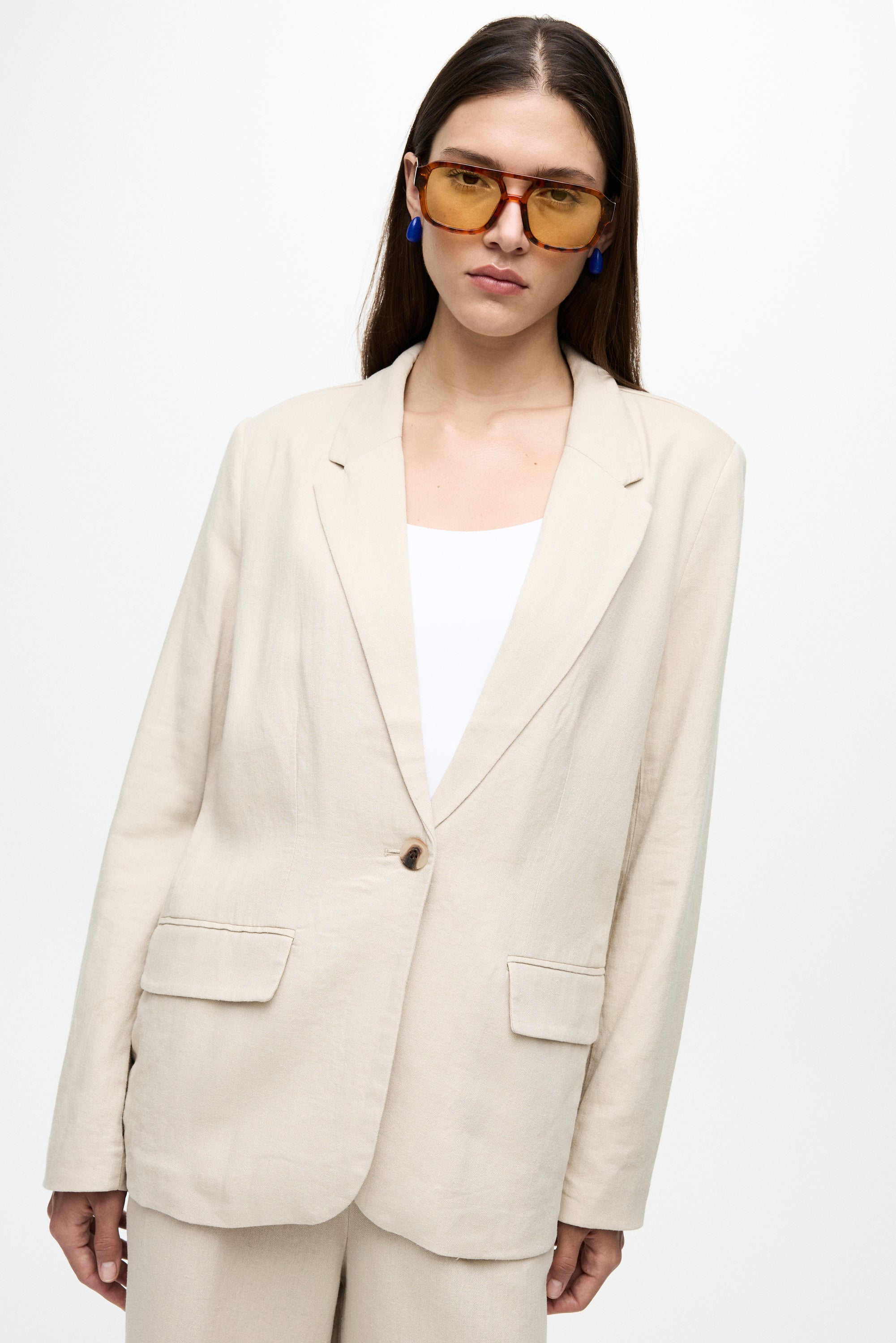 Beige blazer met knoopsluiting Vijolanda Vila