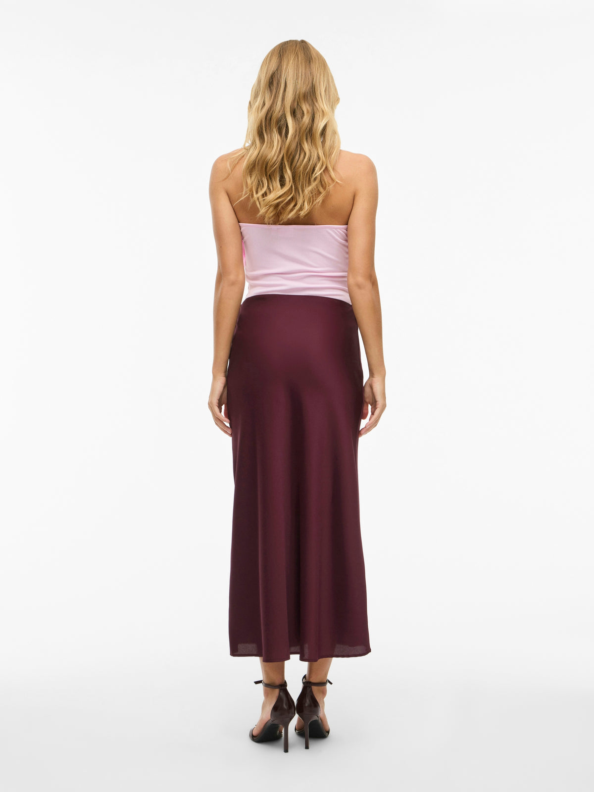 Bordeaux kleurige halflange rok Viellette Vila