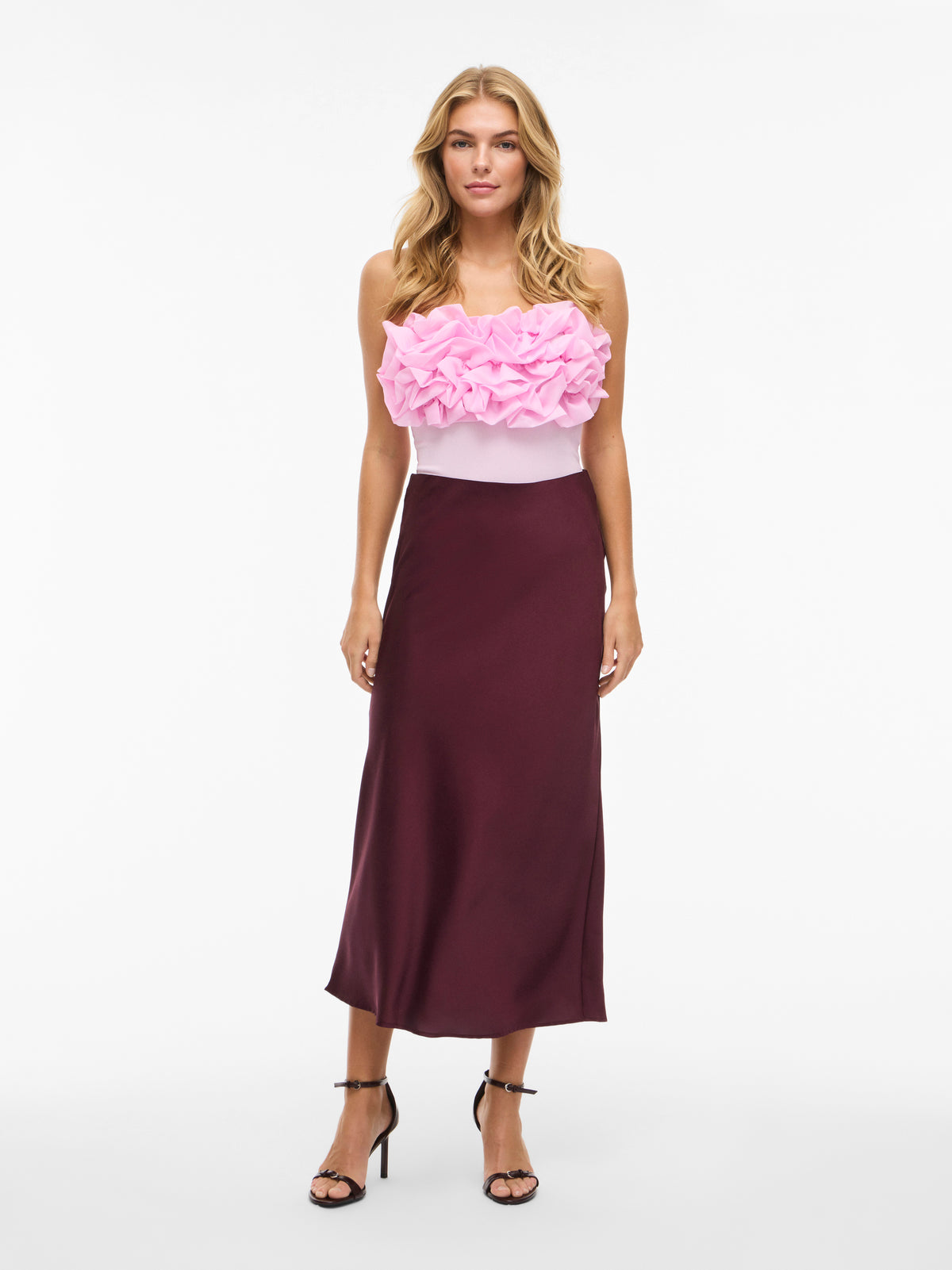 Bordeaux kleurige halflange rok Viellette Vila