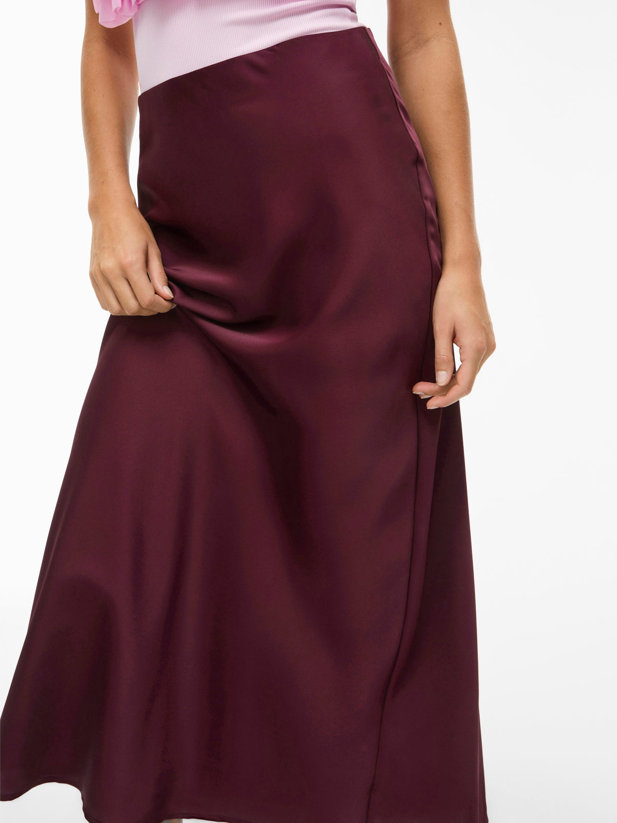 Bordeaux kleurige halflange rok Viellette Vila