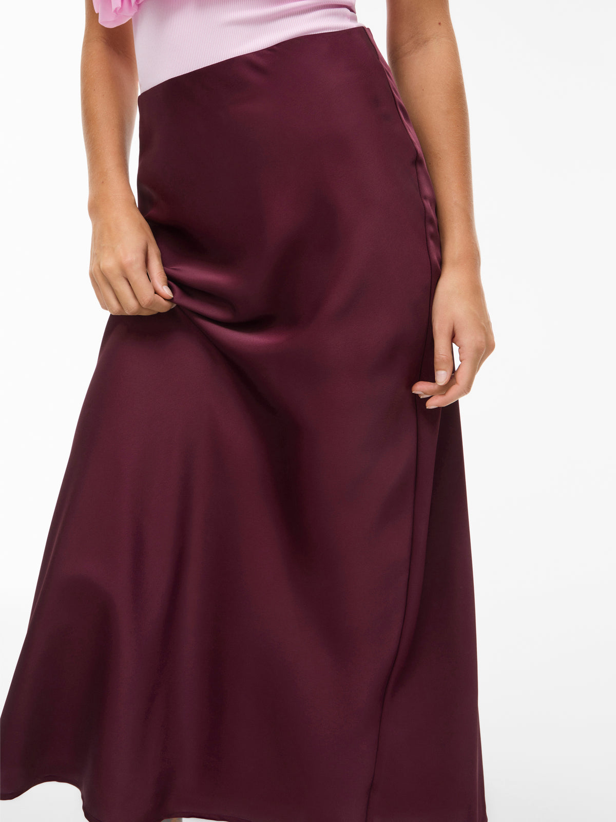 Bordeaux kleurige halflange rok Viellette Vila