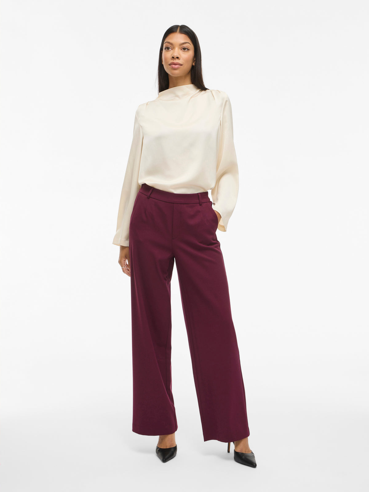 Bordeaux lange wijde broek Vila