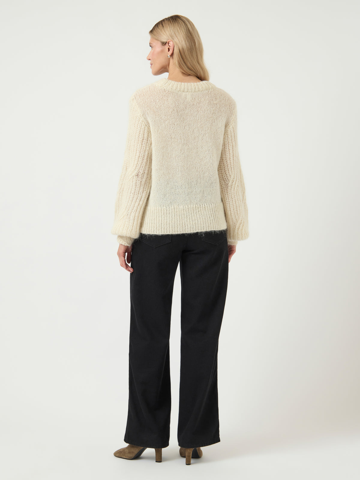 Ecru gehaakte wollen pull met ronde hals Yaszuma Y.A.S