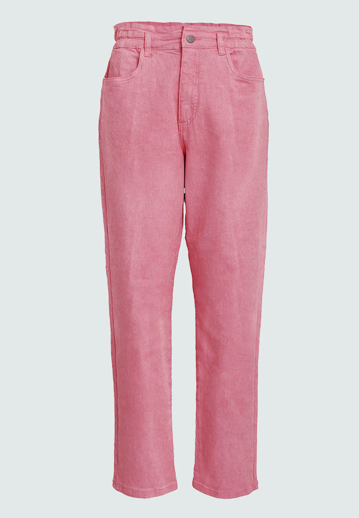 Roze jeans met hoge taille Solene Minus