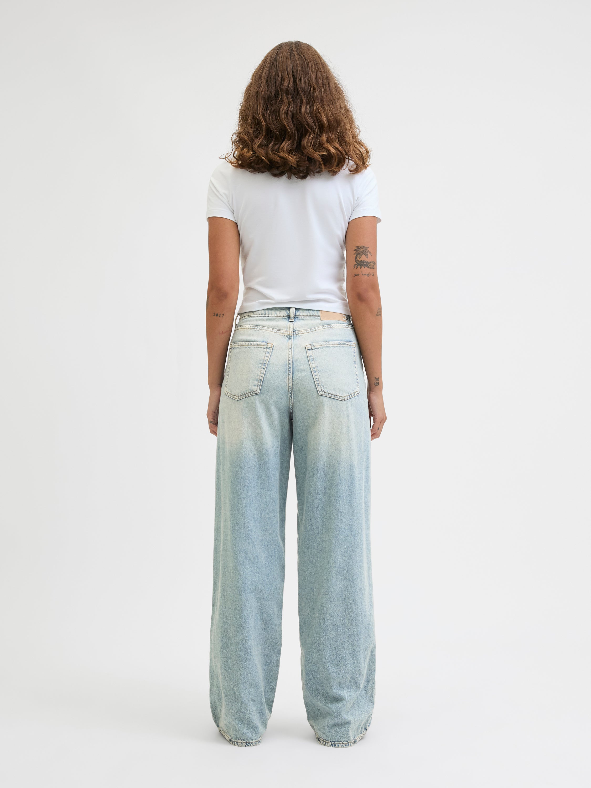 Liwhtblauwe wide leg jeans met hoge taille JJXX