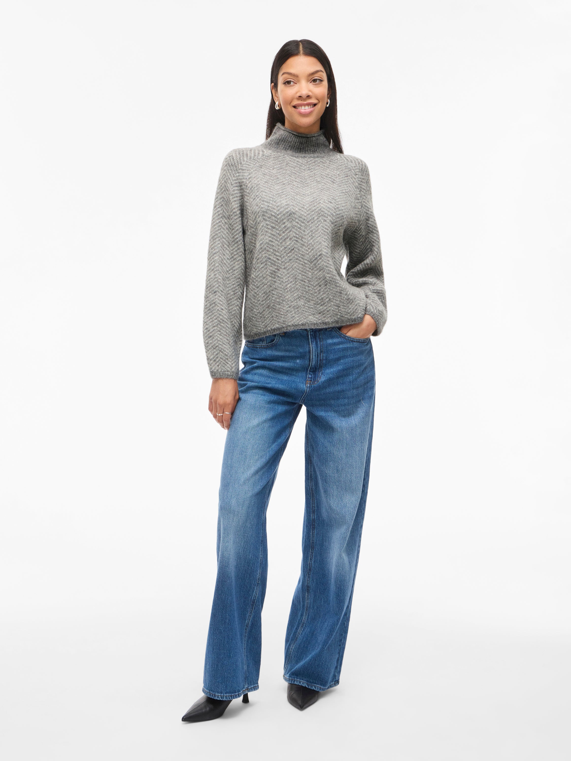 Medium grey/egg trui met details Vila