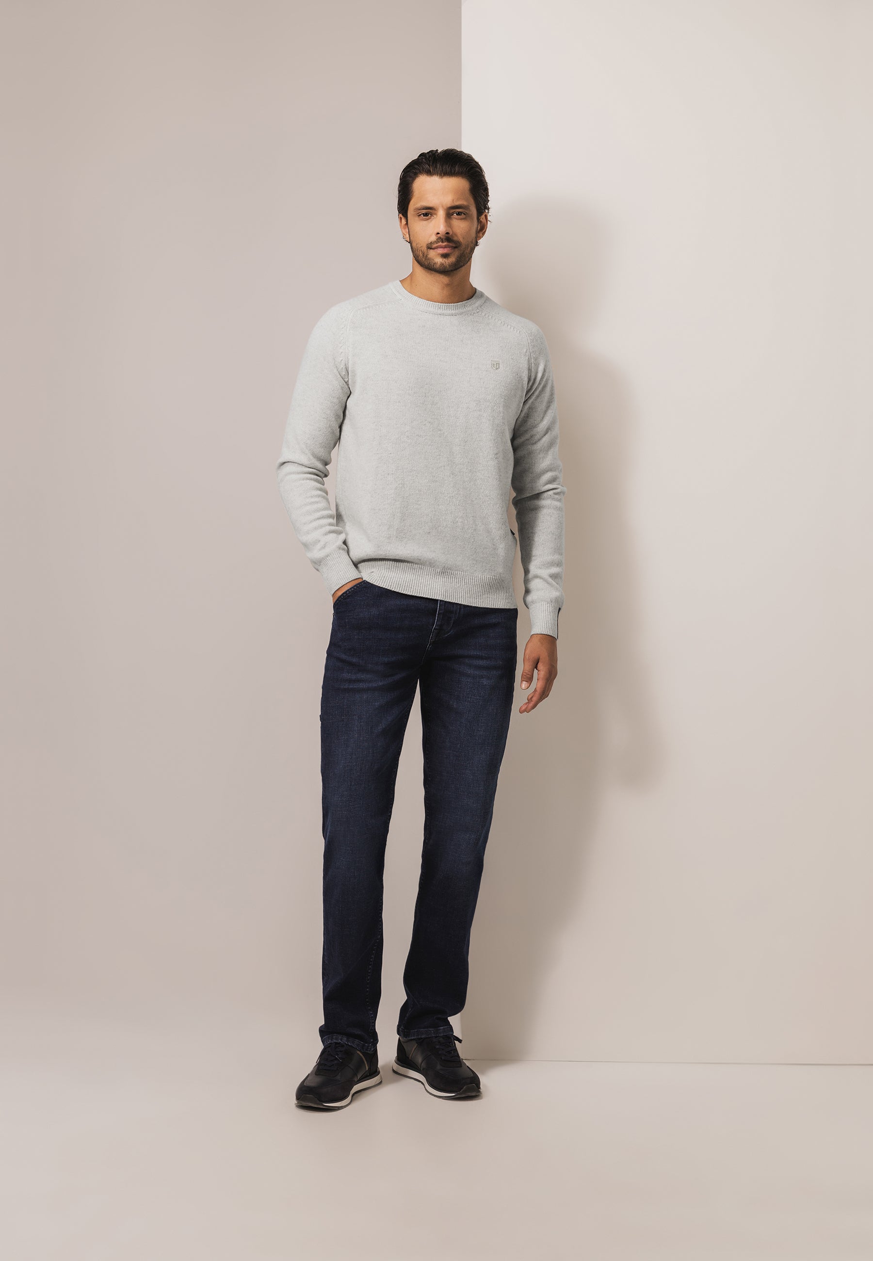 Lichtgrijze wollen trui State Of Art
