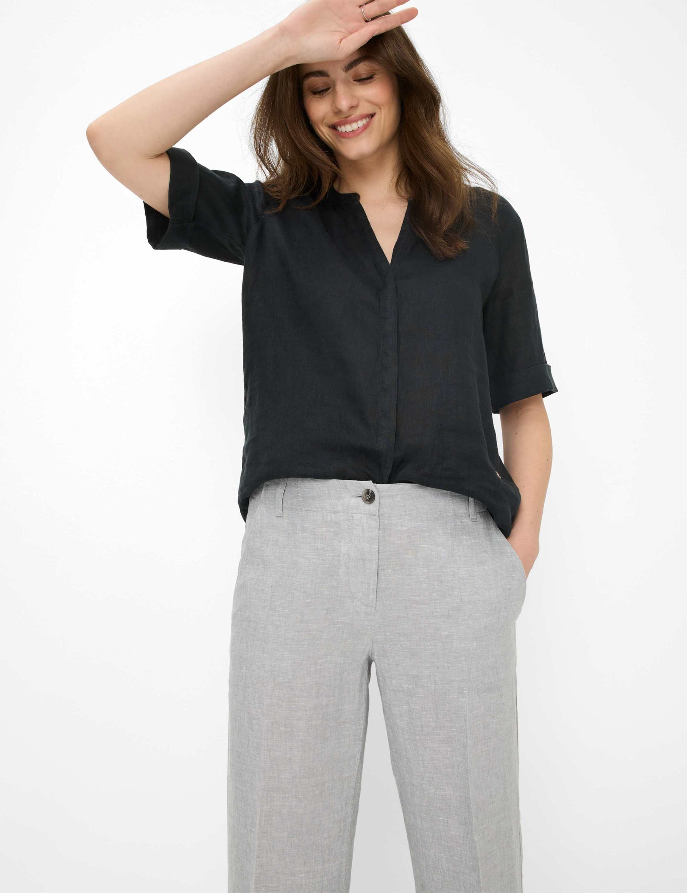 Grijze linnen broek Maine Brax