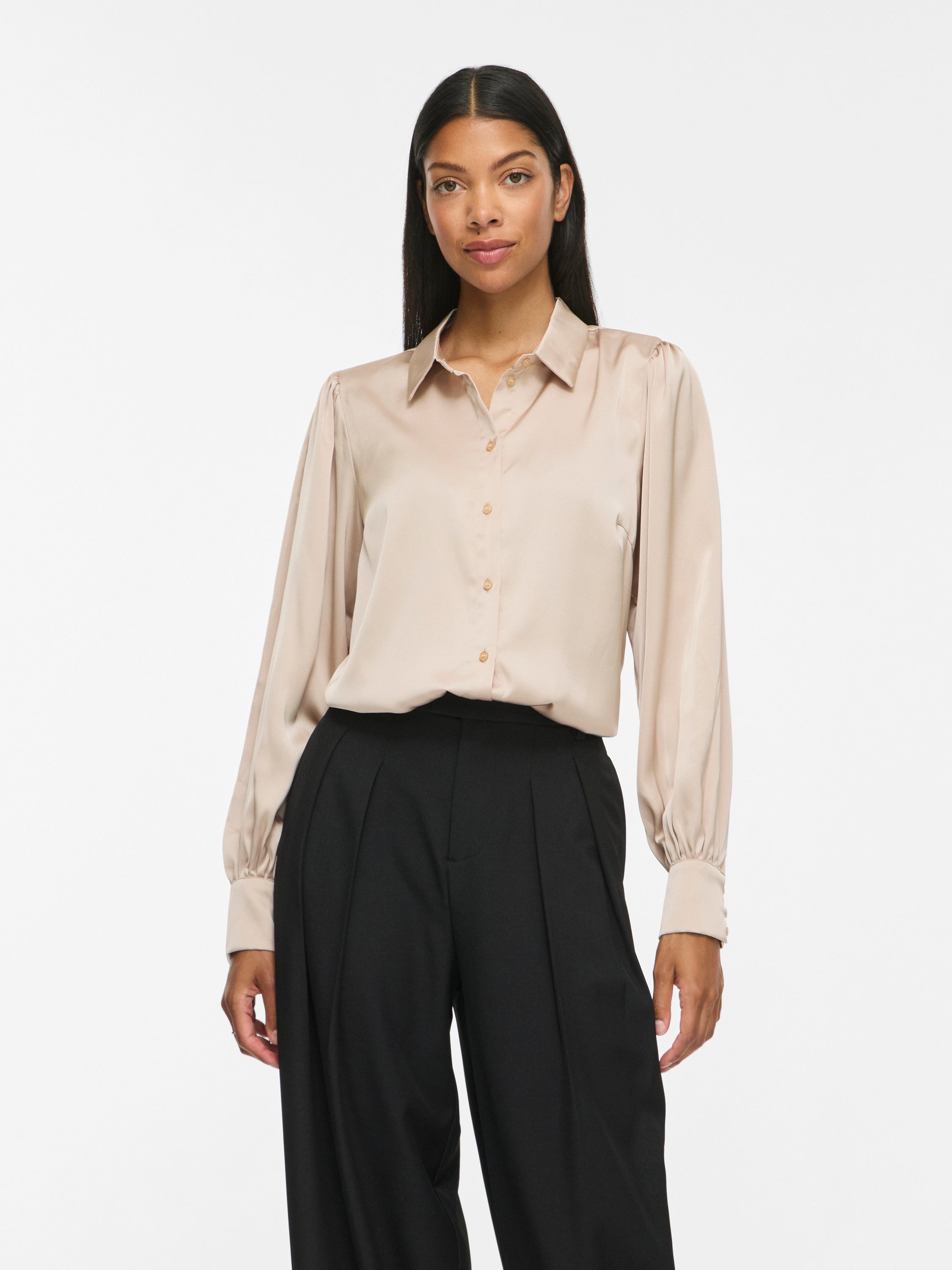 Beige blouse met knopen Vienna Ravenna Vila