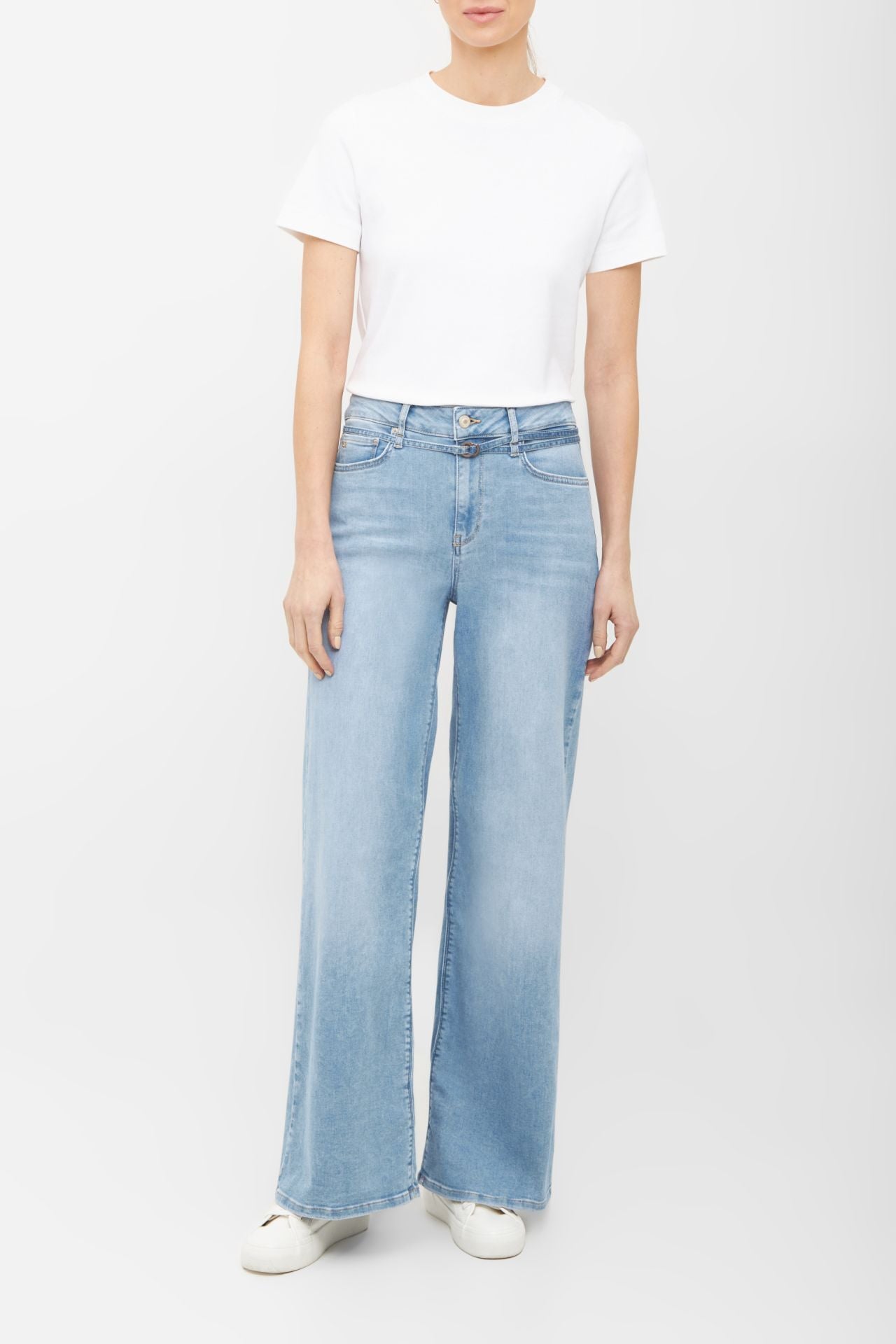 Blauwe wide leg jeans Sventy Belt Raffaello