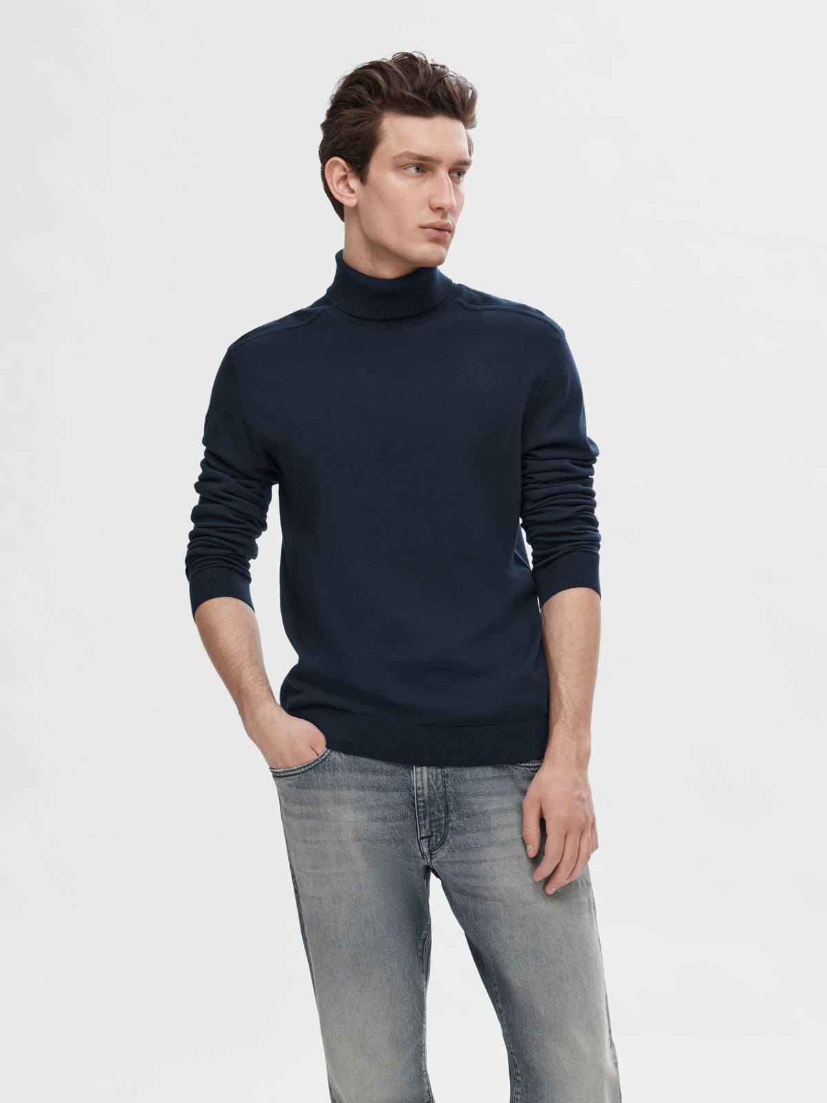 Blauwe trui met rolkraag Selected