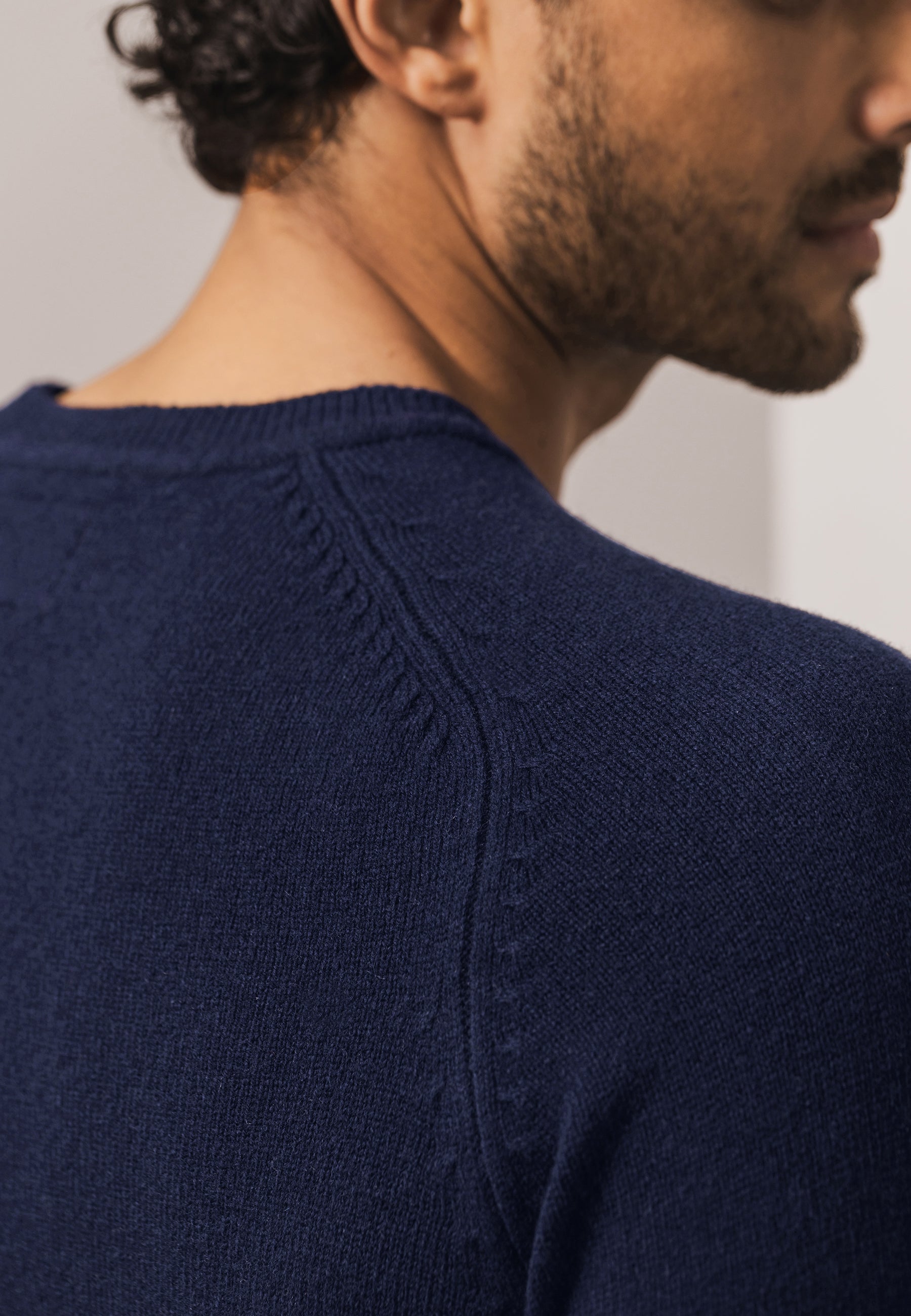 Blauwe wollen trui met ronde hals State Of Art