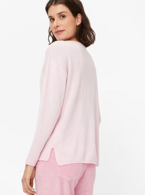 Licht roze katoenen trui met boothals Brax