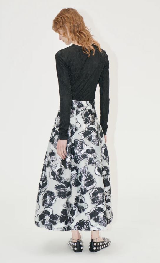 Jupe grise à imprimé floral noir Stine Goya
