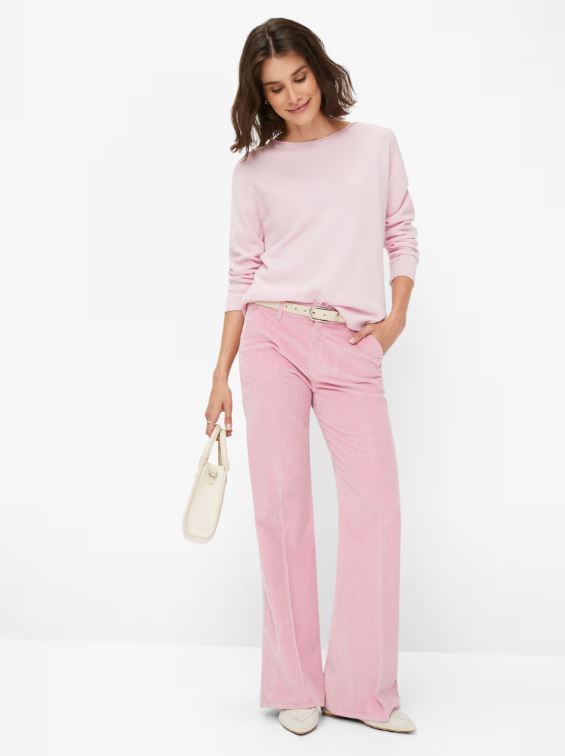 Licht roze katoenen trui met boothals Brax