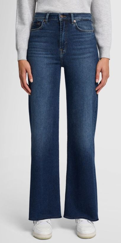 Donkerblauwe loose fit jeans met hoge taille For All Mankind