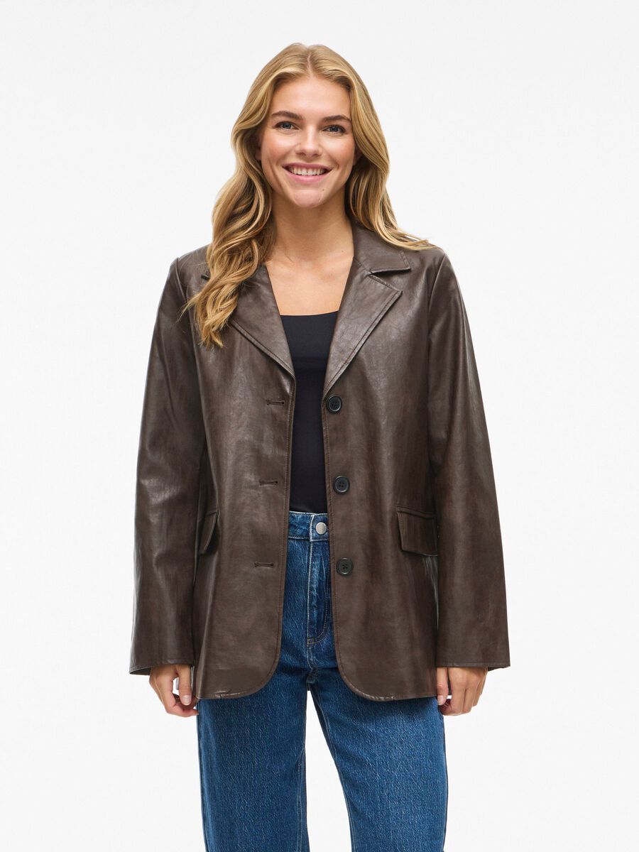 Bruine jas in leder look Viserma Vila