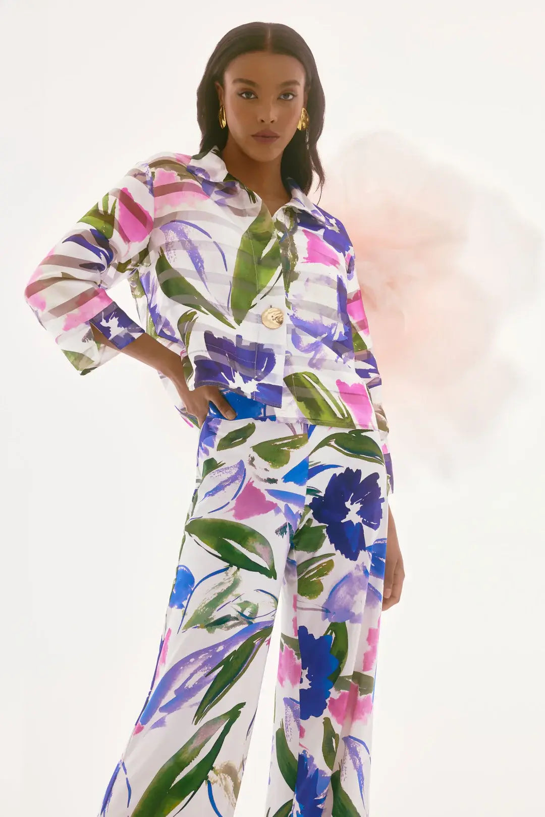 Gilet écru transparent multicolore Joseph Ribkoff