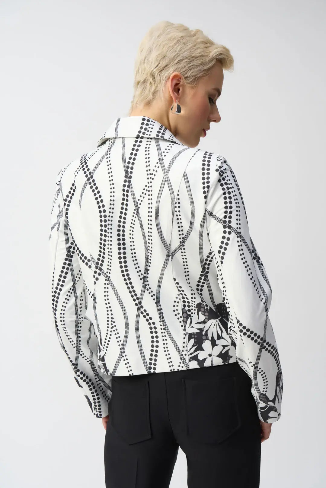 Beige jas met zwart motief Joseph Ribkoff