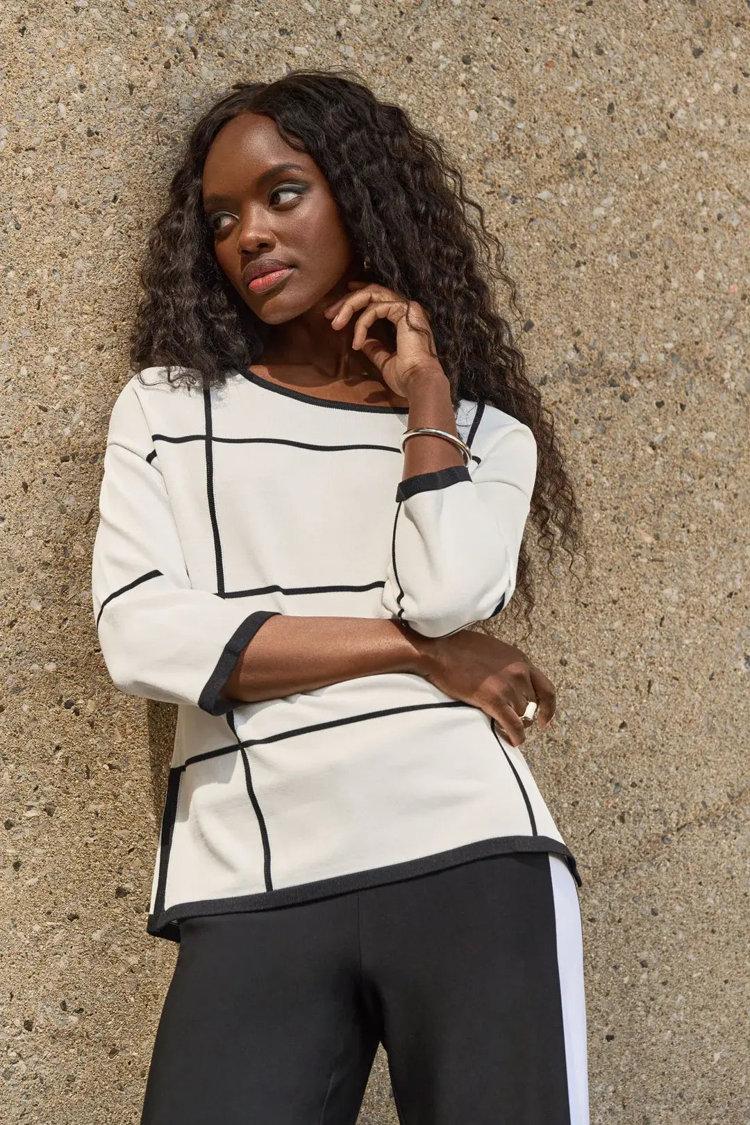 Witte pull met zwart motief Joseph Ribkoff