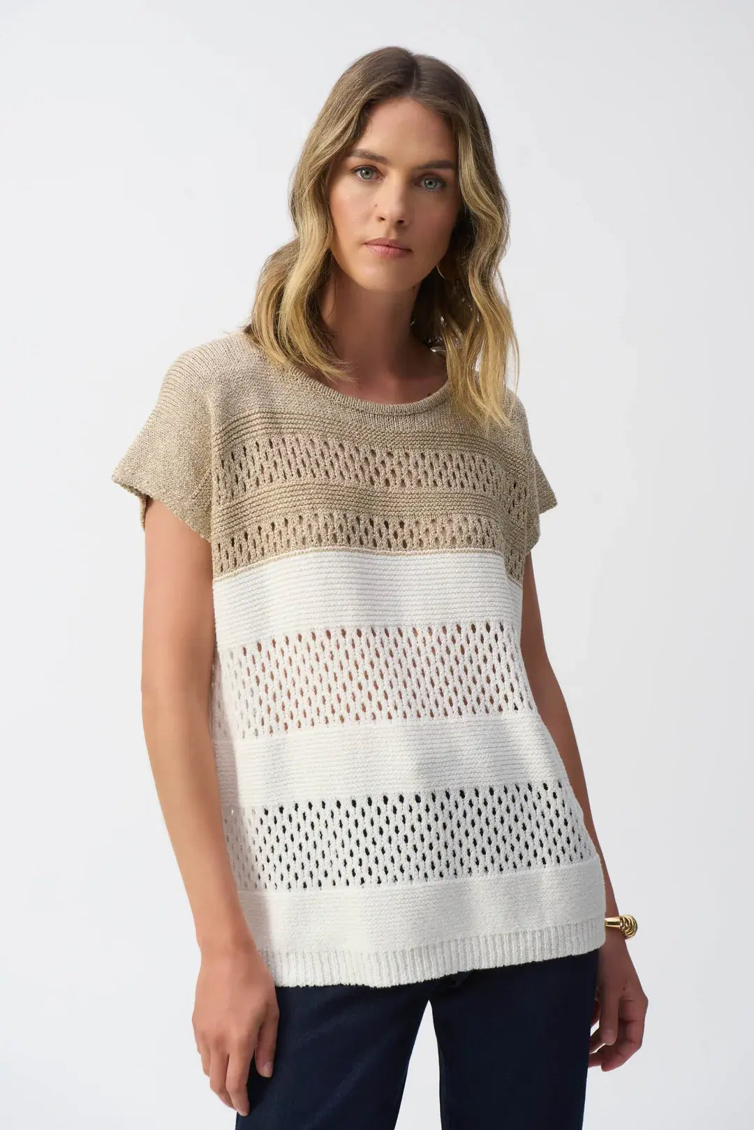 Beige pull met goudkleurig detail Joseph Ribkoff