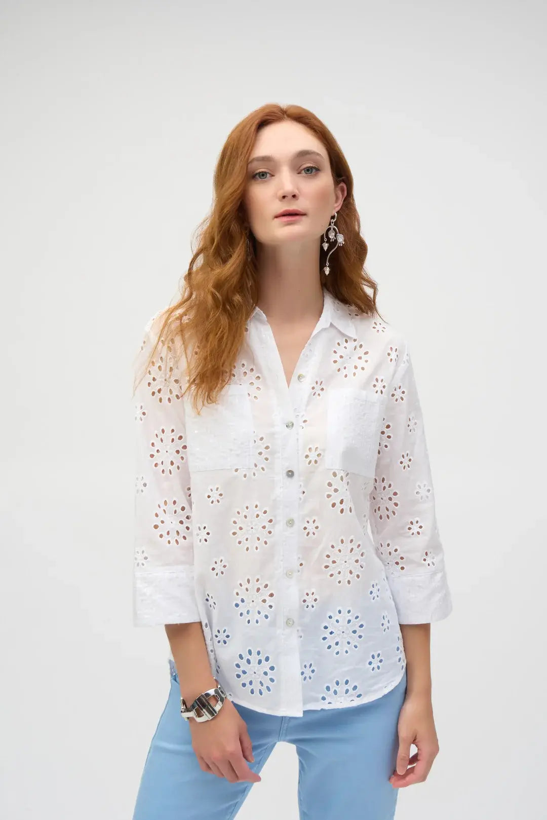 Chemisier blanc effet dentelle à sequins Joseph Ribkoff