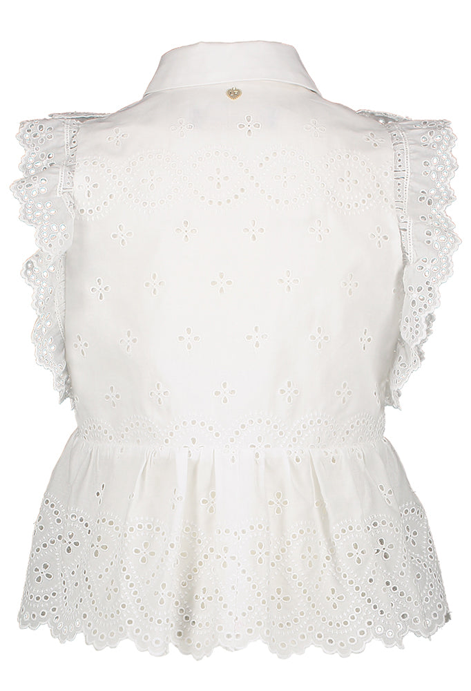 Witte blouse in broderie en franjes Communie Linea Raffaelli