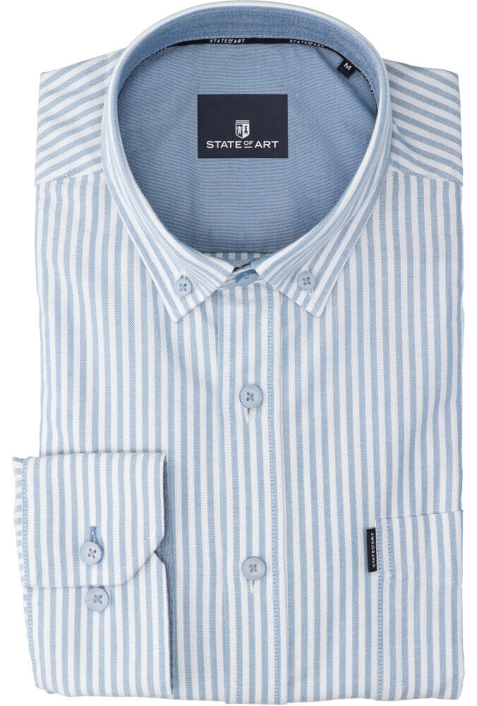 Chemise en coton blanc (coupe classique) à rayures blanches et manches longues State Of Art