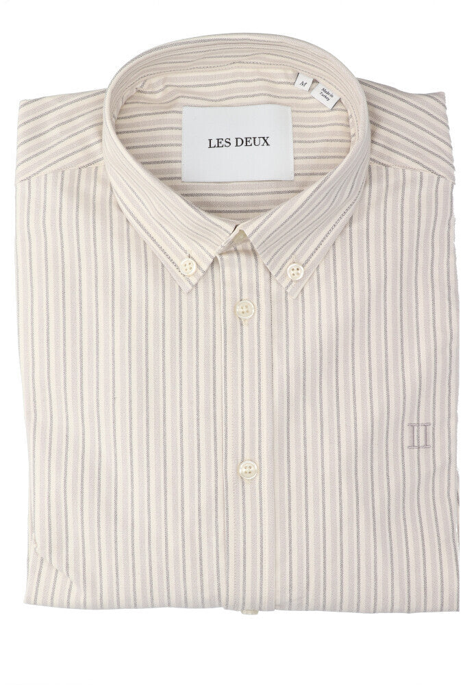 Light ivory katoenen hemd (regular fit) met strepen en lange mouwen Les Deux