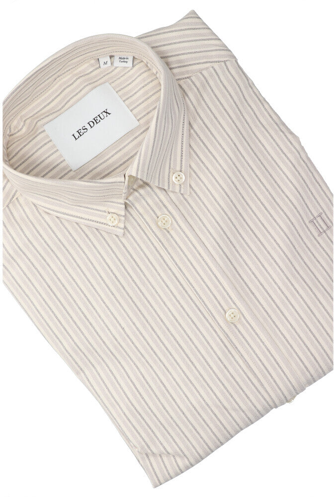 Light ivory katoenen hemd (regular fit) met strepen en lange mouwen Les Deux