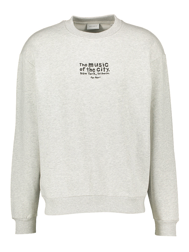 Pull gris clair à col rond et imprimé ludique au dos, Les Deux