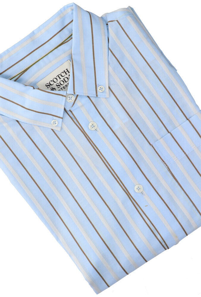 Chemise en coton bleu clair (coupe classique) à manches longues Scotch&amp;Soda