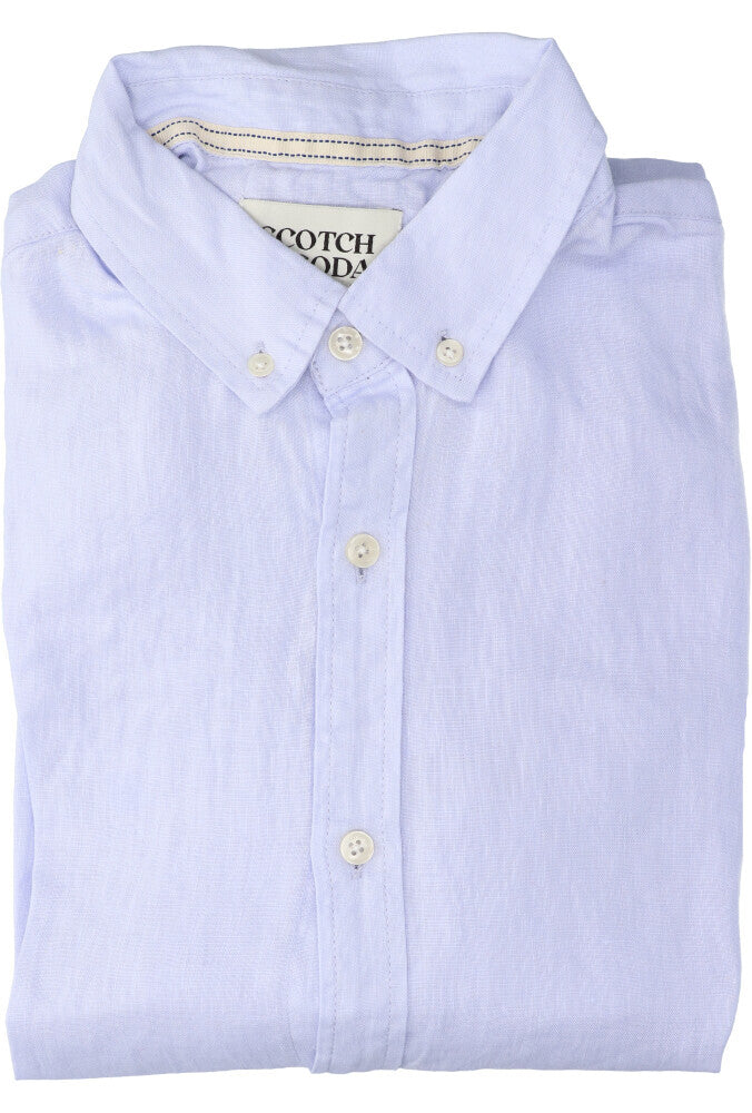Chemise en lin bleu clair (coupe classique) à manches longues Scotch&amp;Soda