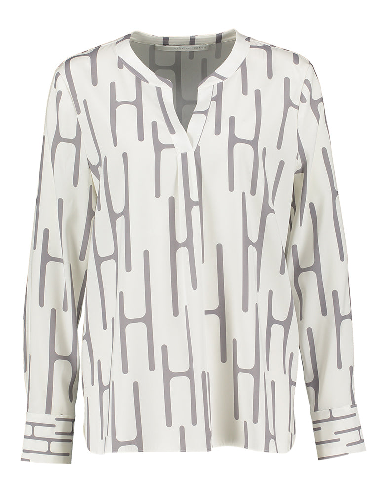 Chemisier blanc à détails gris Herzen's