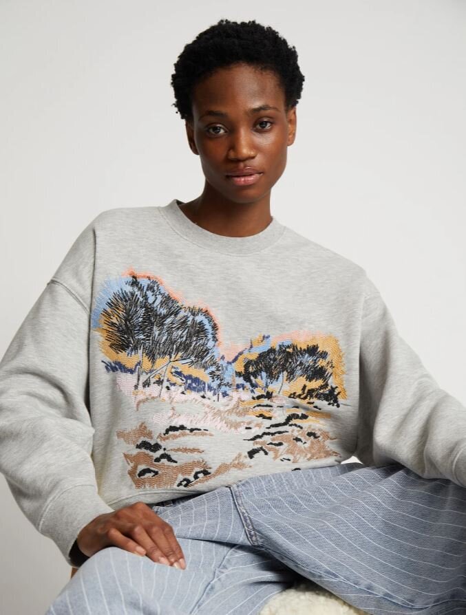 Pull gris imprimé Sazzily Munthe