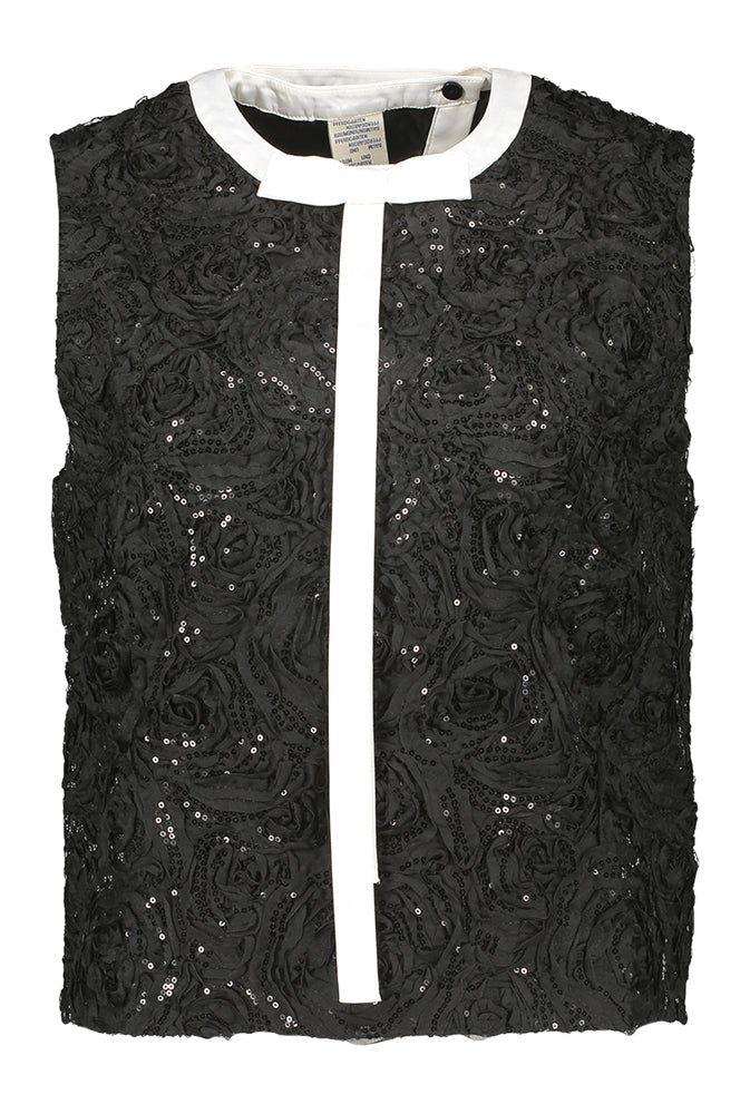 Zwarte top met pailetten detail en open rug Megan Baum Und Pferdgarten