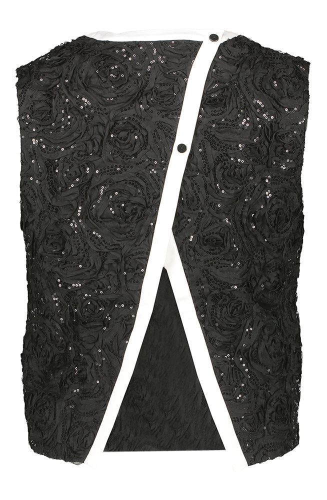 Zwarte top met pailetten detail en open rug Megan Baum Und Pferdgarten