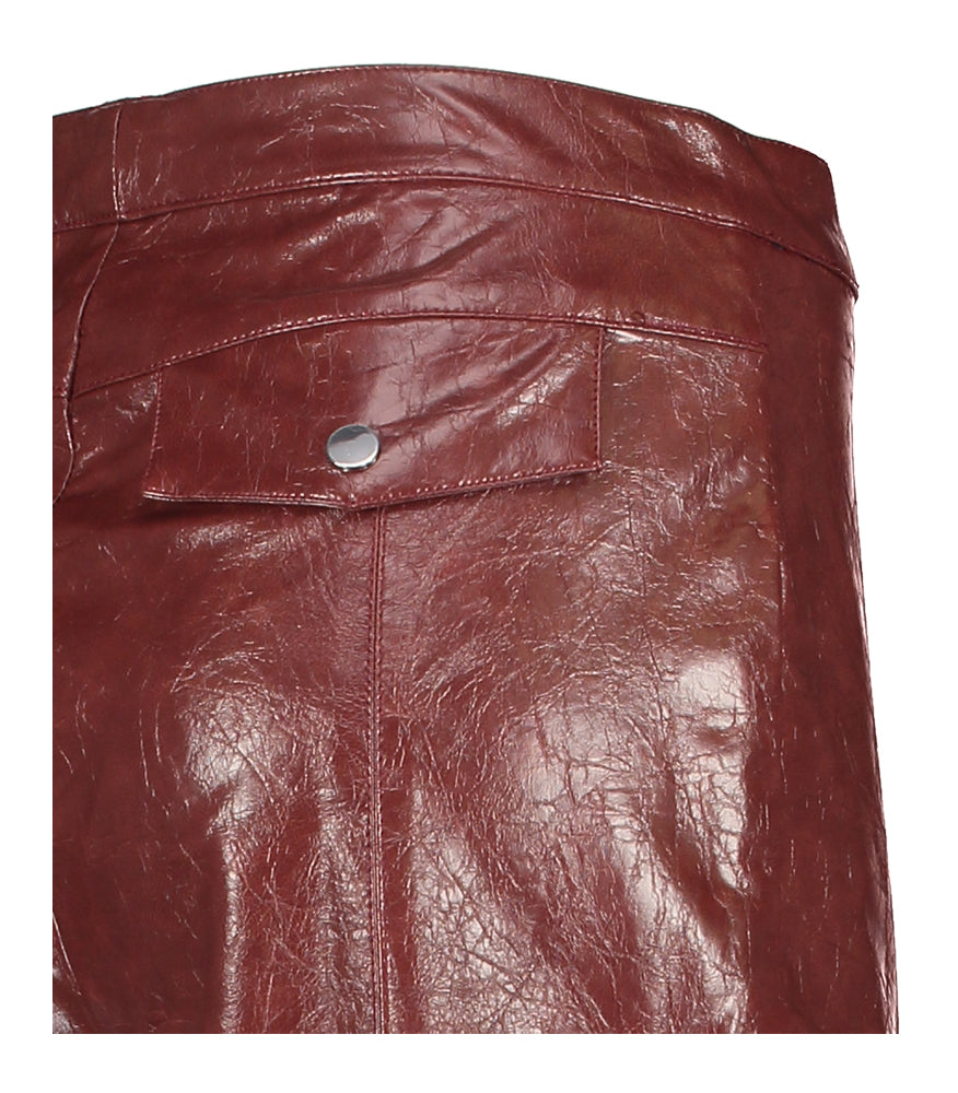Pantalon cargo bordeaux en aspect cuir Nuvin Baum Und Pferdgarten