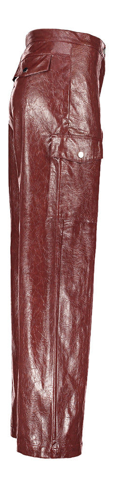 Pantalon cargo bordeaux en aspect cuir Nuvin Baum Und Pferdgarten