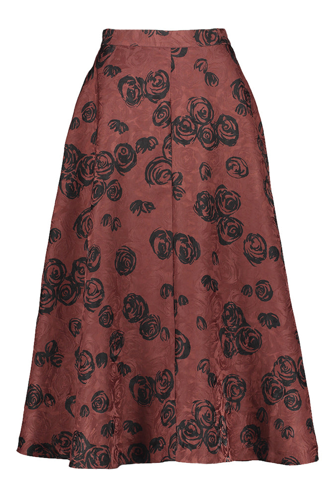 Jupe bordeaux à imprimé floral noir Saye Baum Und Pferdgarten