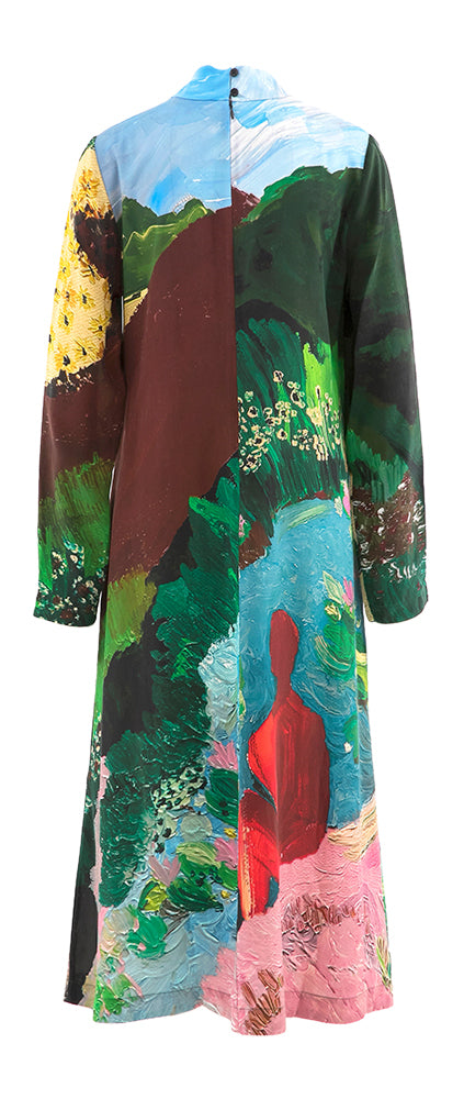 Robe longue maxi ornée d'un dessin de paysage de Stine Goya
