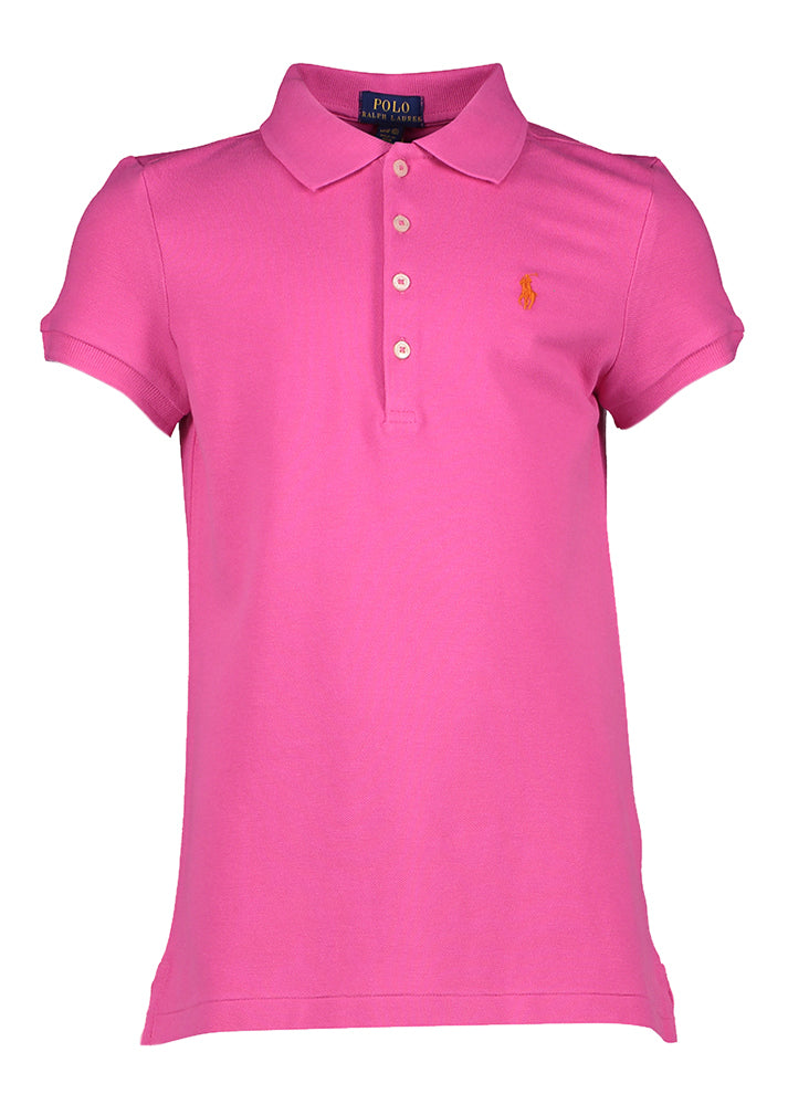 Polo rose avec logo orange de la marque Ralph Lauren