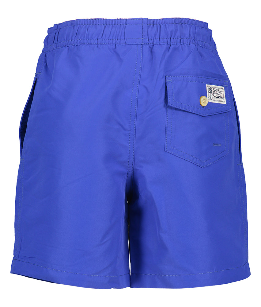 Maillot de bain bleu cobalt avec logo jaune de la marque Ralph Lauren