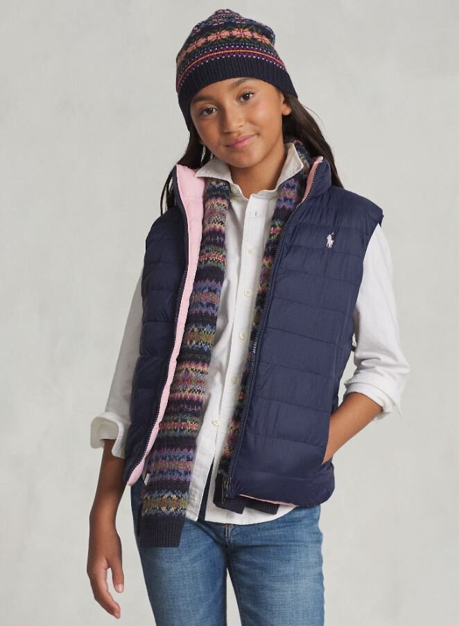Bodywarmer Newport bleu marine/teinte de rose réversible Ralph Lauren