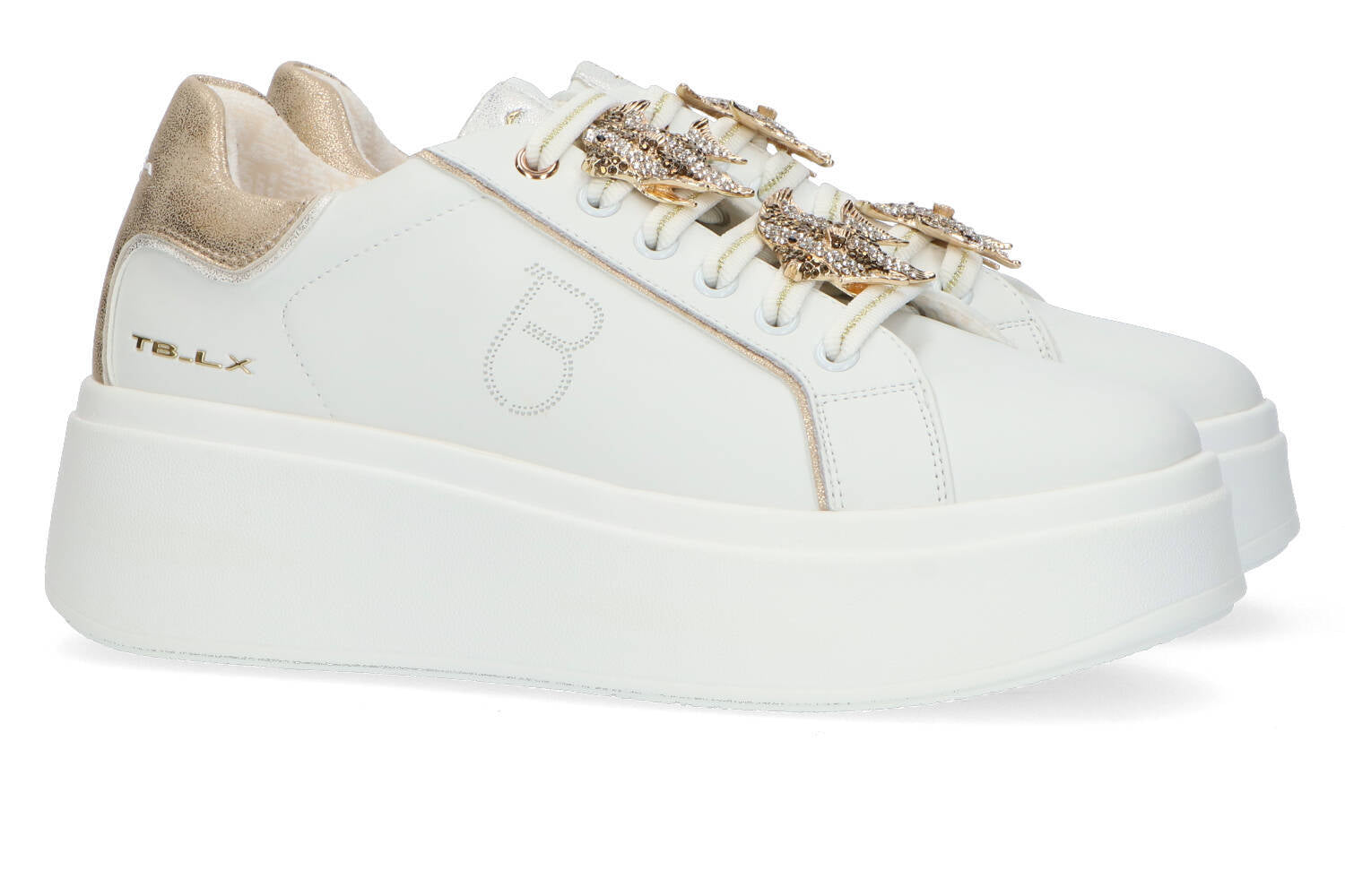 Witte sneakers met gouden details Tosca Blu