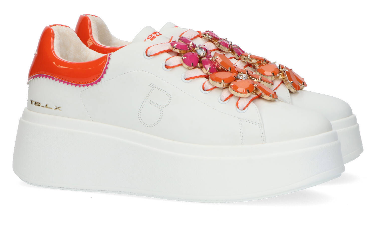 Baskets basses blanches avec détails orange Tosca Blu