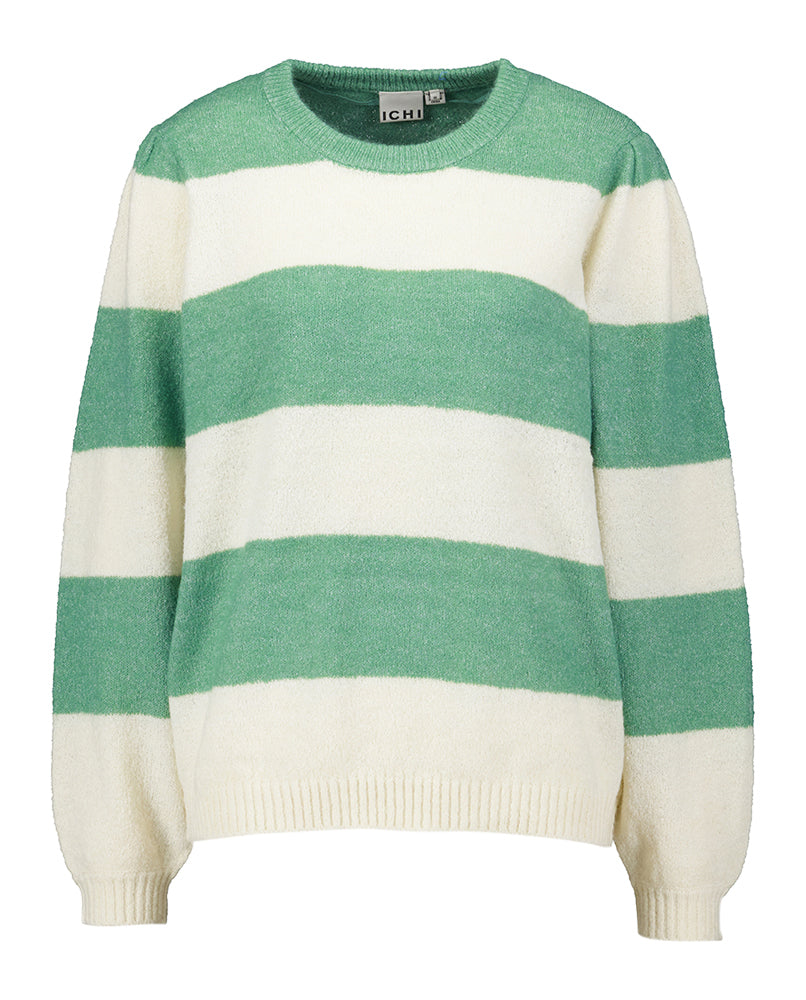 Pull vert à rayures écrues Dusty Ichi