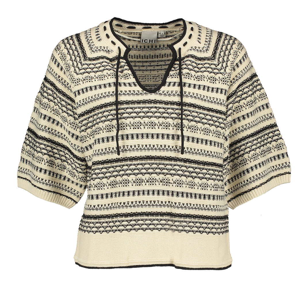 Pull beige à imprimé noir Chany Ichi