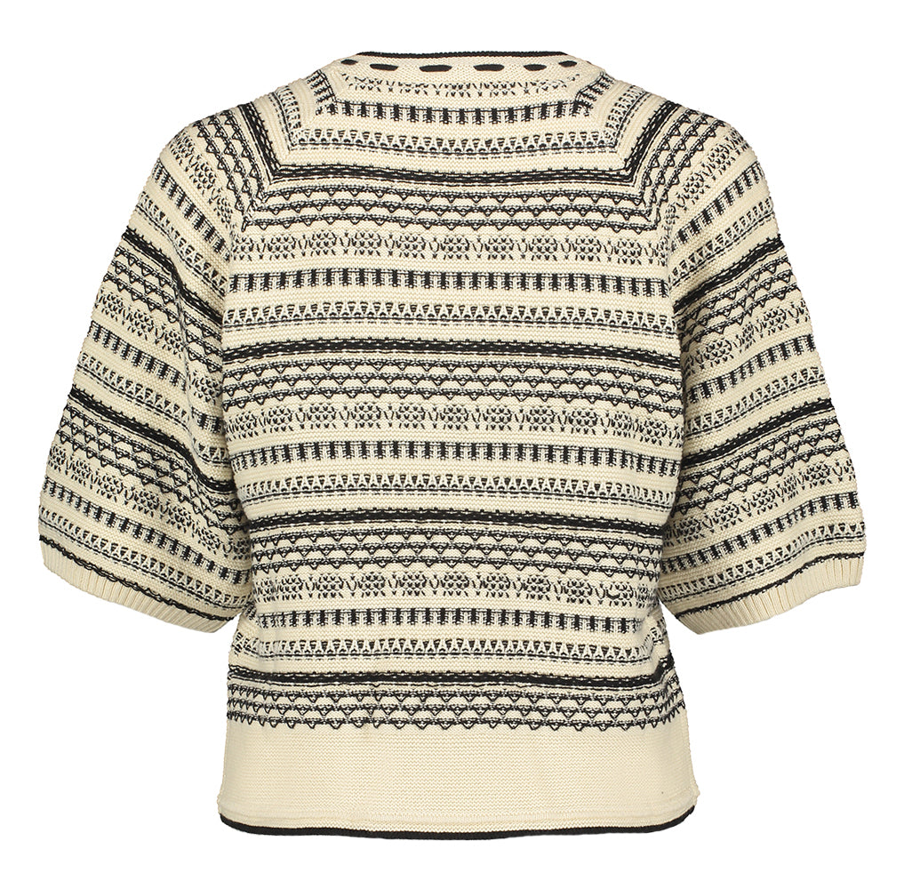 Pull beige à imprimé noir Chany Ichi