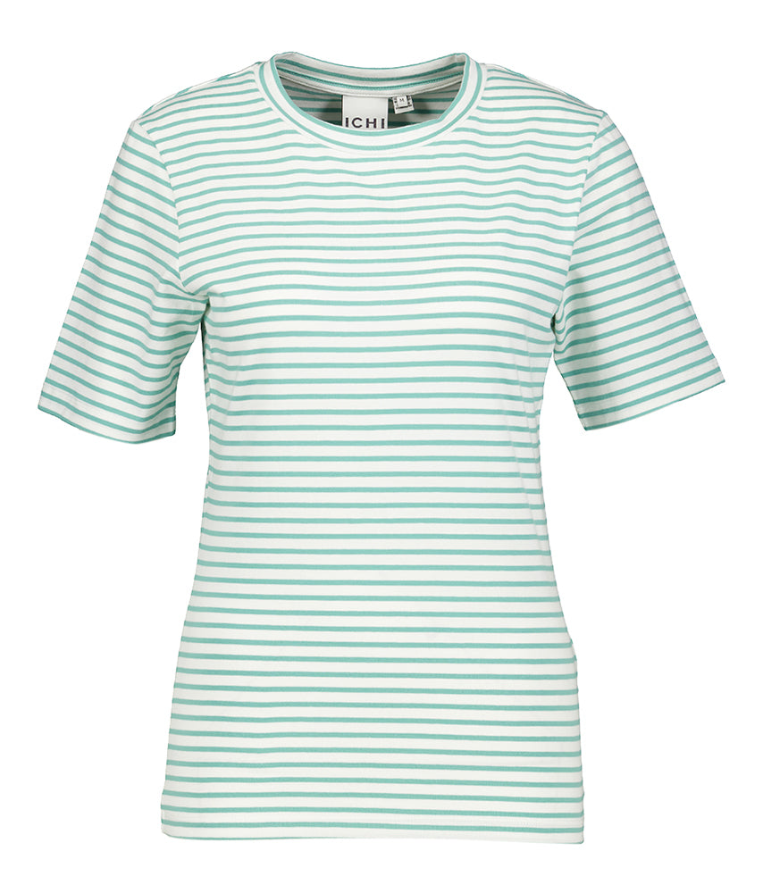 T-shirt écru à rayures vertes Mira Ichi